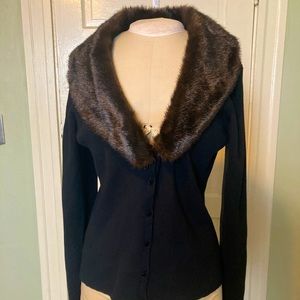 50s Style Faux Fur Collar Cardigan